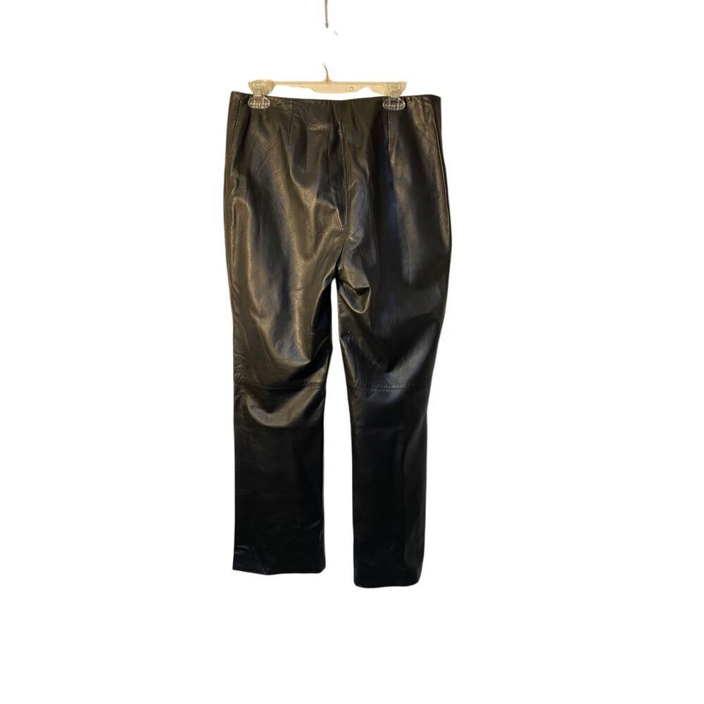 INC international concepts, black 100% leather straight leg pants fully lined si - Picture 2 of 5